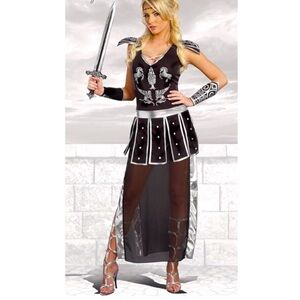 DREAMGIRL GLORIOUS GLADIATOR COSTUME WOMAN COLOR BLACK & GOLD SIZE S